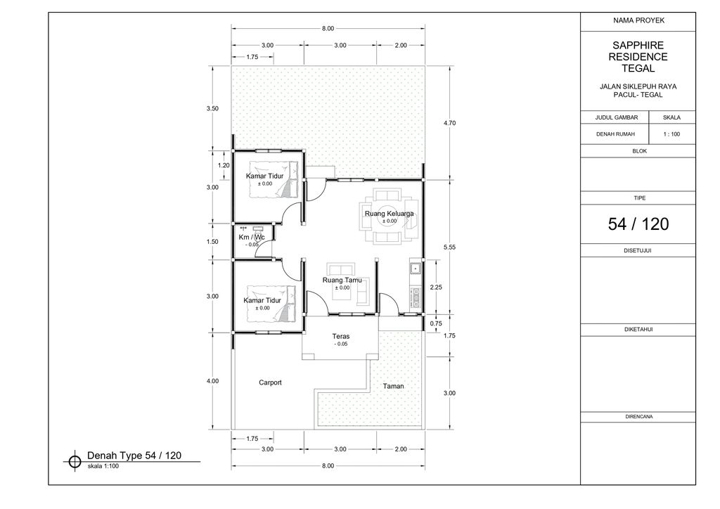 foto denah rumah tipe 54 perumahan SAPPHIRE RESIDENCE