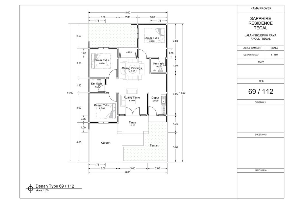 foto denah rumah tipe 69 perumahan SAPPHIRE RESIDENCE