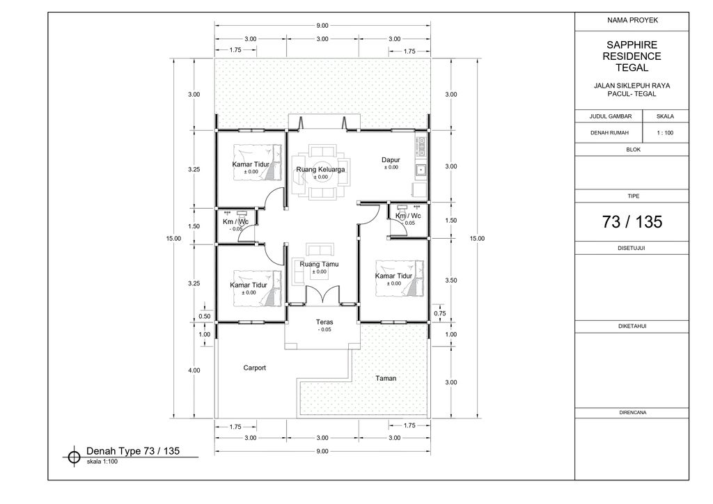 foto denah rumah tipe 73 perumahan SAPPHIRE RESIDENCE
