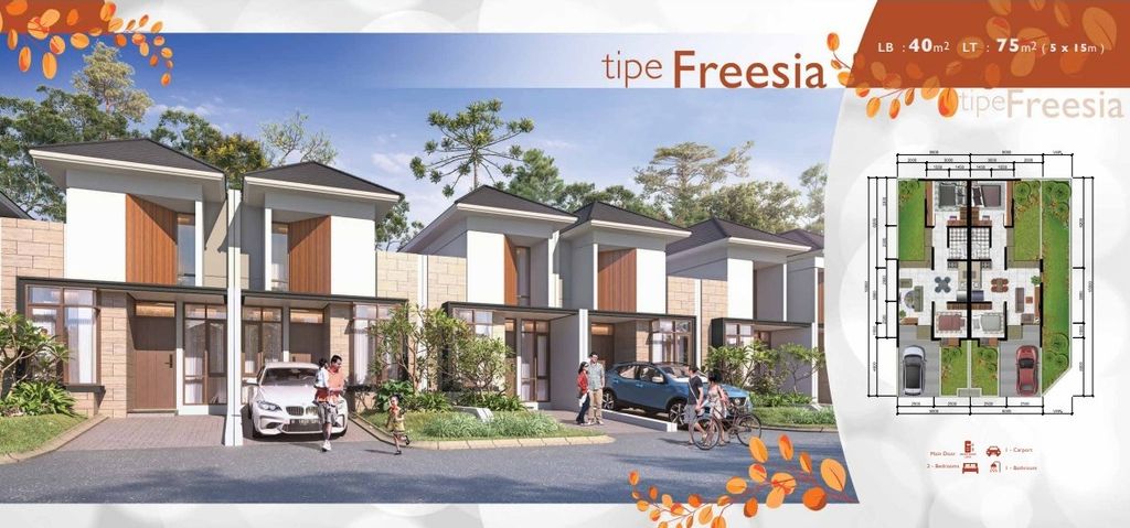 foto tampak rumah tipe FREESIA IRR - SUDUT perumahan CITRA RAYA - CLUSTER GIVERNY