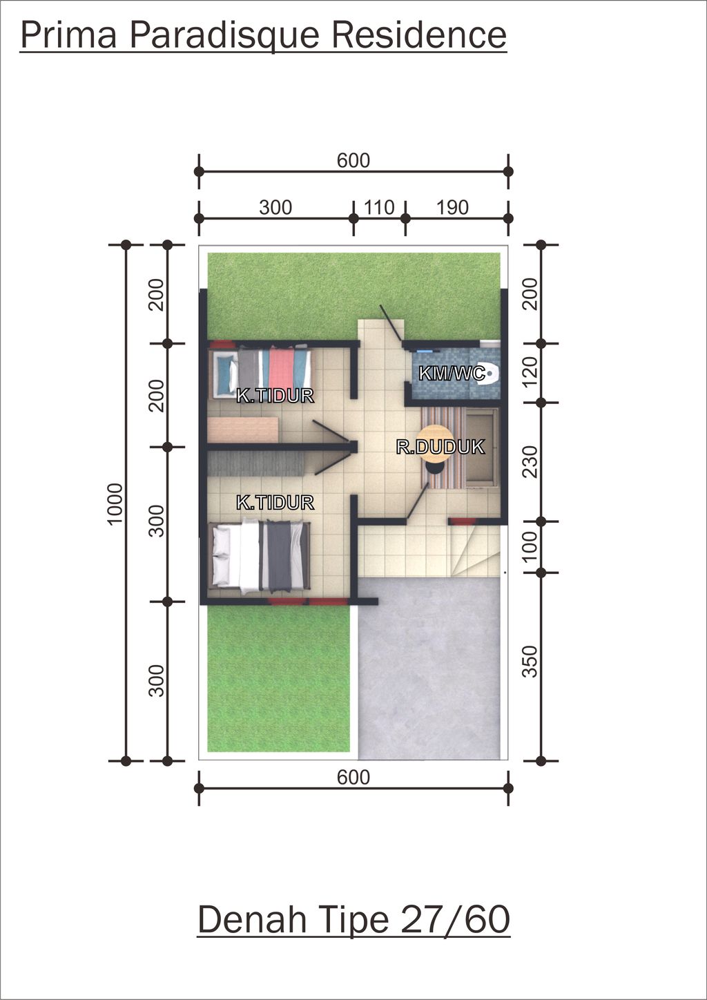 foto denah rumah tipe NATURE+ perumahan PRIMA PARADISQUE RESIDENCE