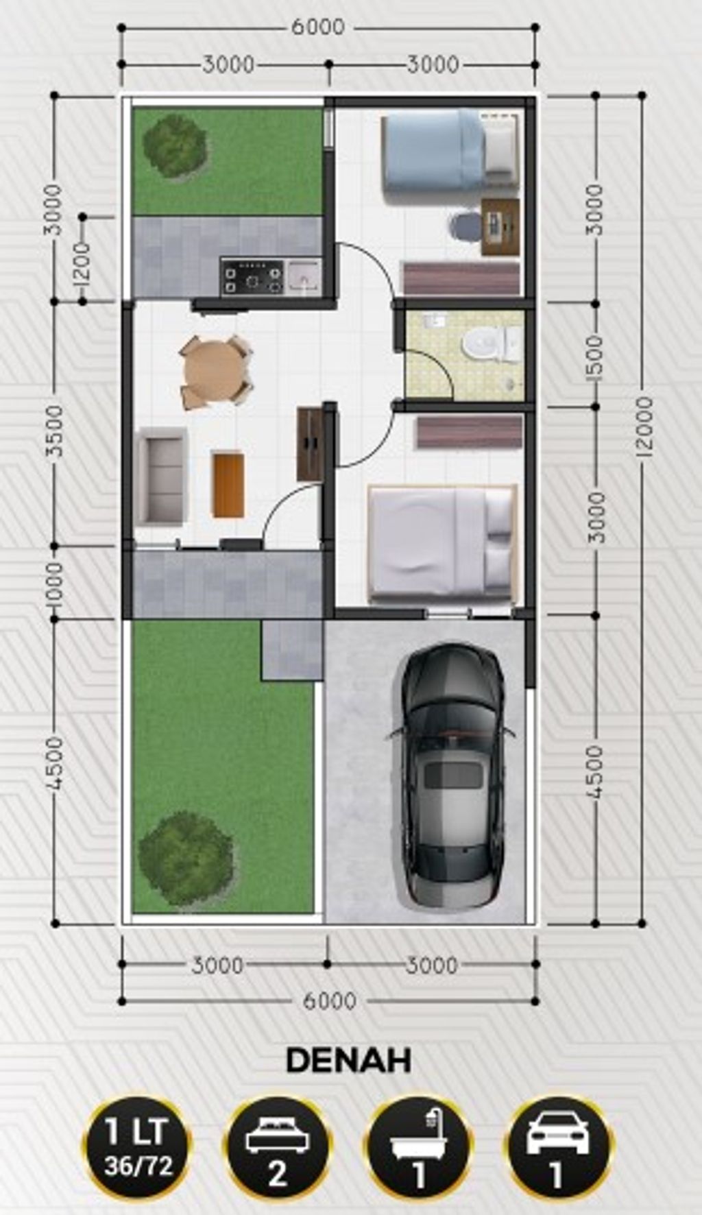 foto denah rumah tipe 36 perumahan PANDANARAN AVENUE