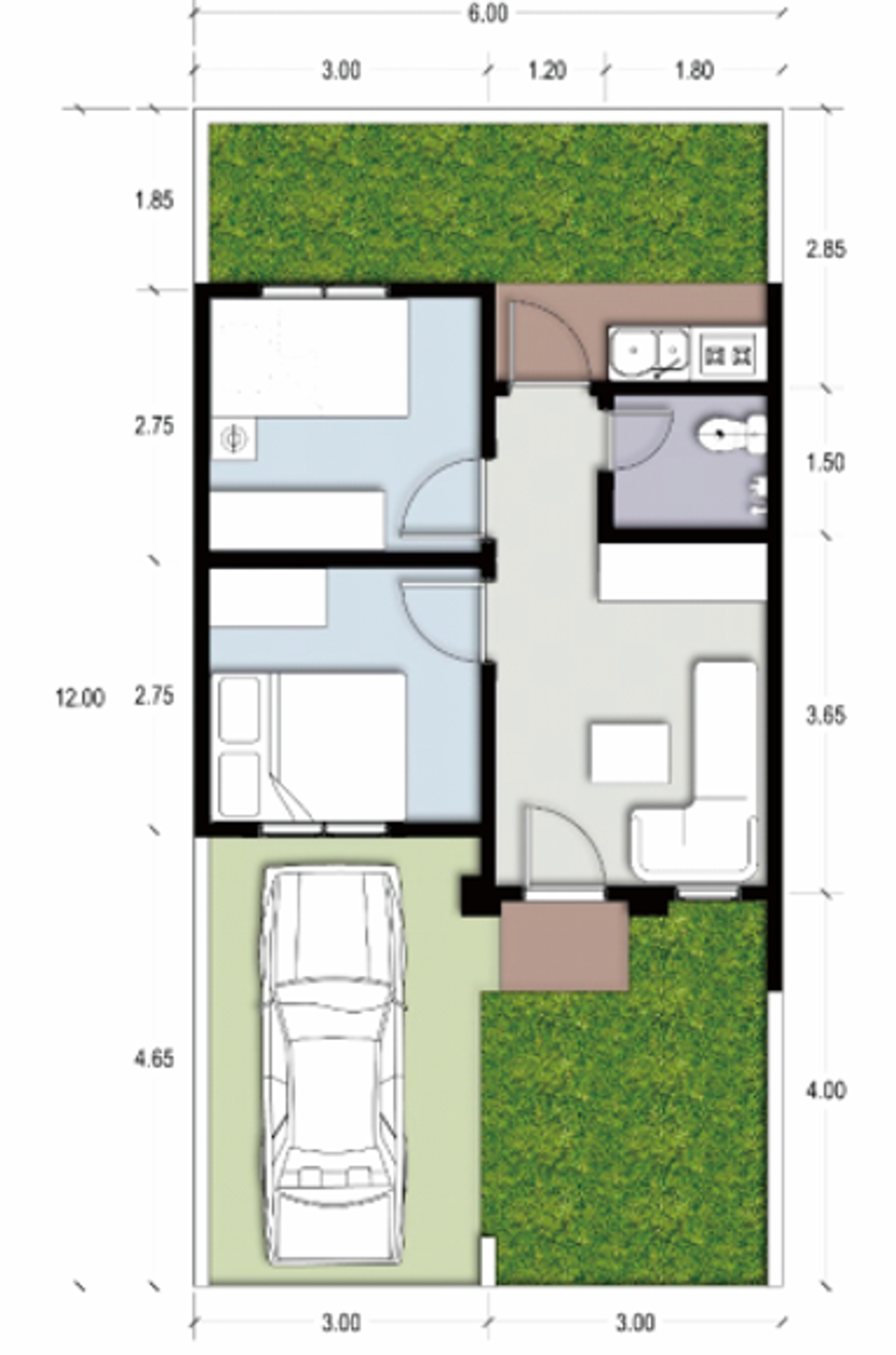 foto denah rumah tipe 36/144 (Tahun 2024) perumahan Sawangan Residence Ideal