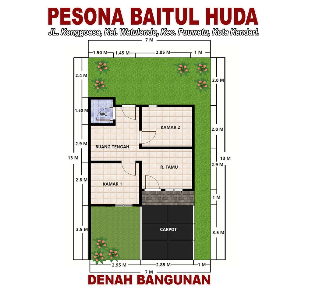 foto denah rumah tipe 36 (Subsidi) perumahan PESONA BAITUL HUDA