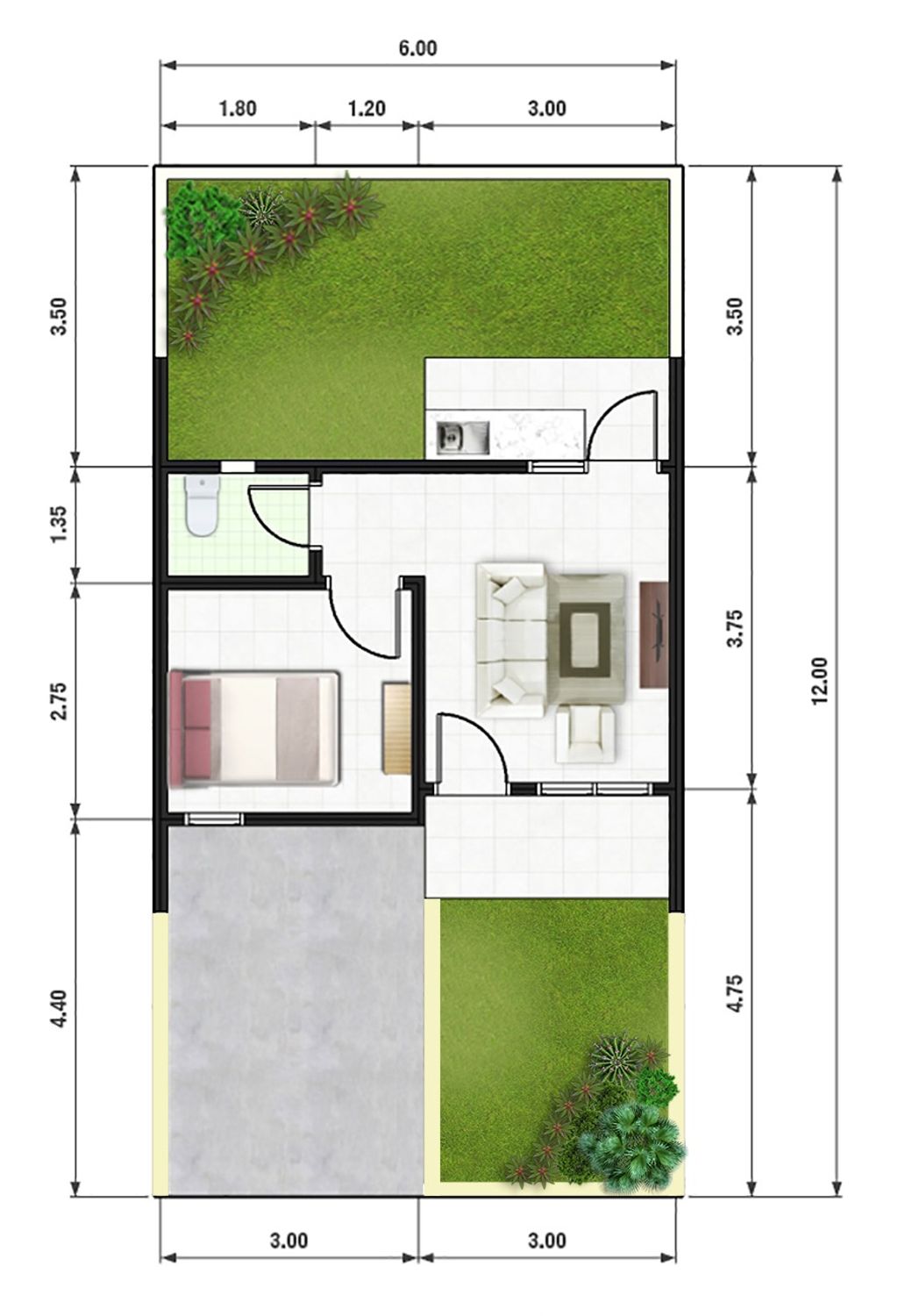 foto denah rumah tipe 27/108 perumahan GOLDEN CIBITUNG 3