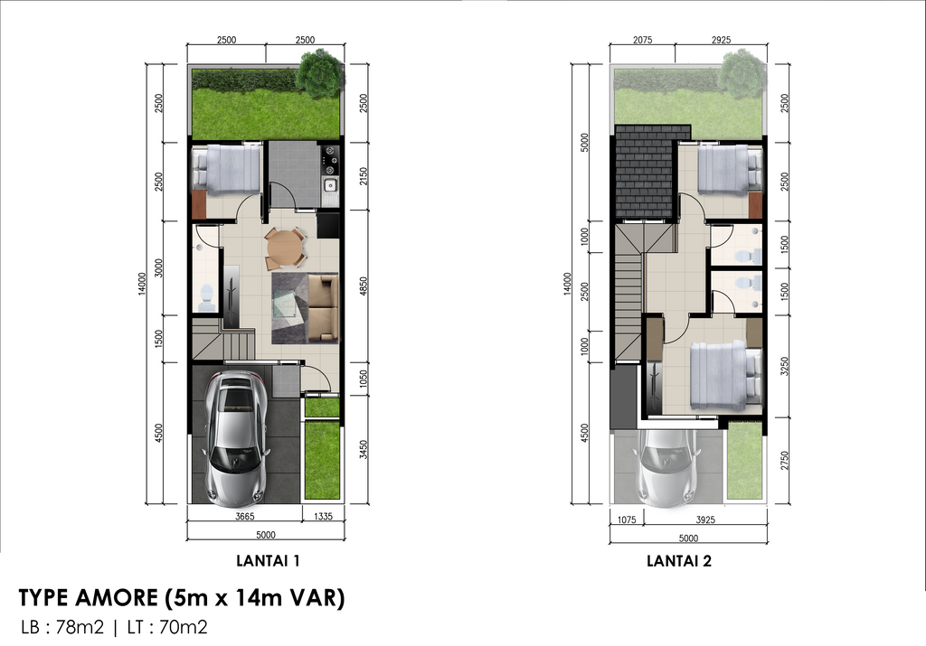 foto denah rumah tipe Amore perumahan AMARA RESIDENCE DAN AMARA BOULEVARD SAWANGAN