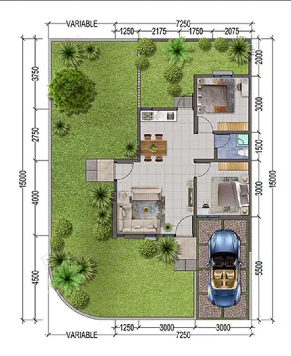 foto denah rumah tipe CASAVA HOEK perumahan CLUSTER FEIA SEGARA CITY KHI