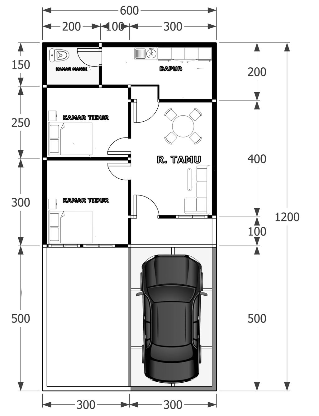foto denah rumah tipe 36/72 perumahan SHANAYA BINTANG RESIDENCE
