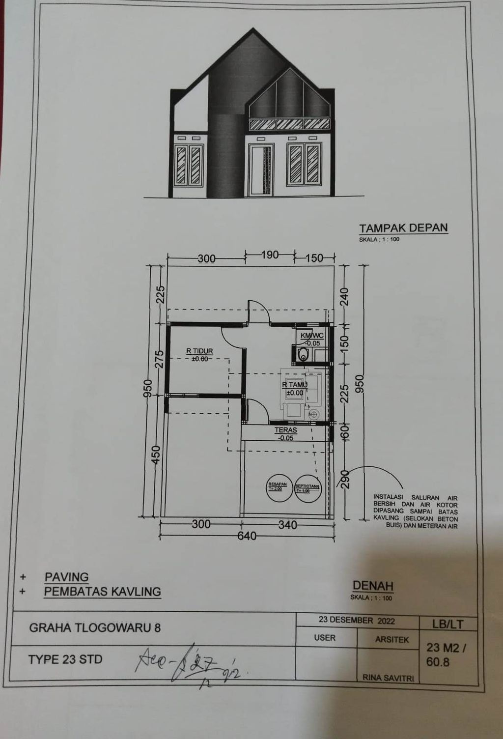 foto denah rumah tipe Rumah Tapak perumahan GRAHA TLOGOWARU KOTA
