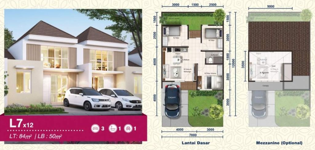 foto denah rumah tipe ASTER 2/57 perumahan PARAMOUNT PETALS TAHAP 1