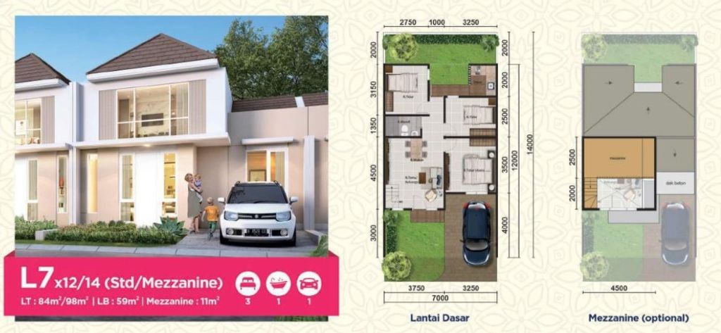 foto denah rumah tipe ASTER 7/18 perumahan PARAMOUNT PETALS TAHAP 1