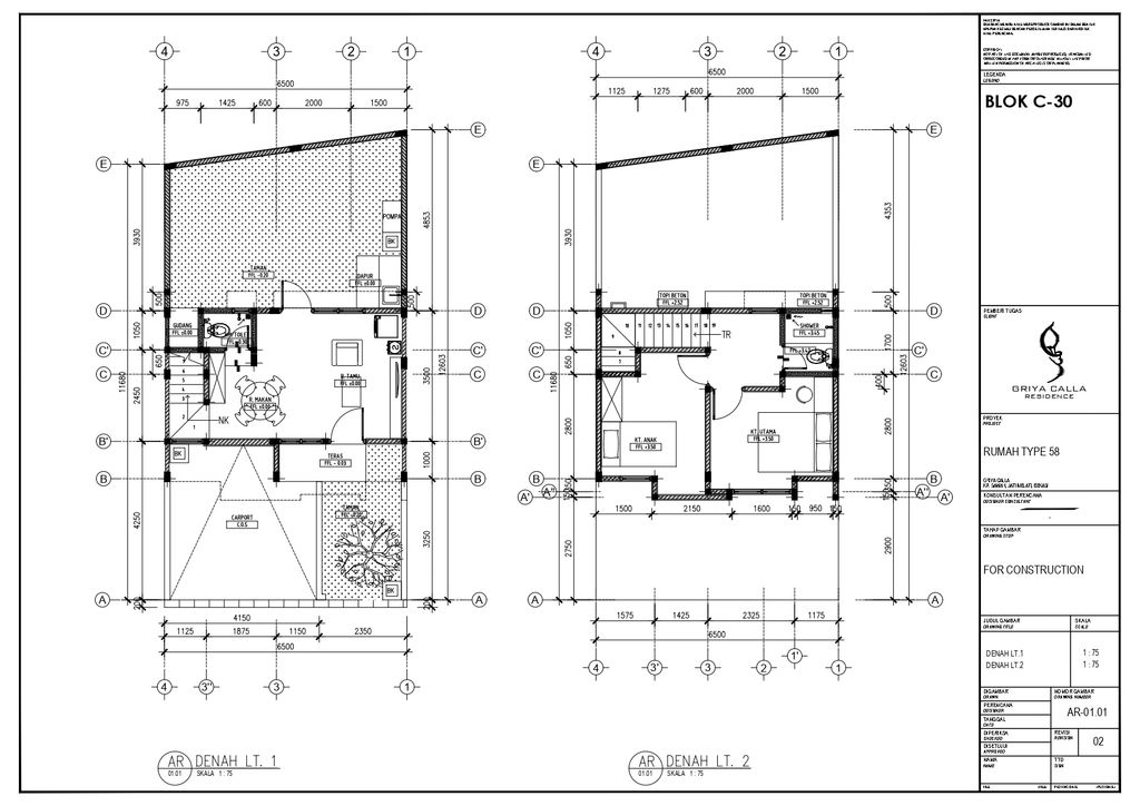 foto denah rumah tipe AMARILLA PLUS C-30 perumahan GRIYA CALLA RESIDENCE