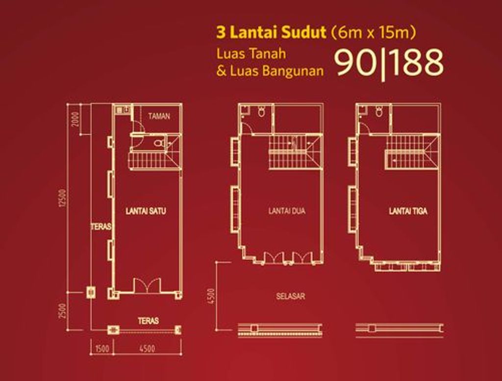 foto denah rumah tipe 3 Lantai Sudut 2024 perumahan CitraRaya City Cluster Terrace Avenue