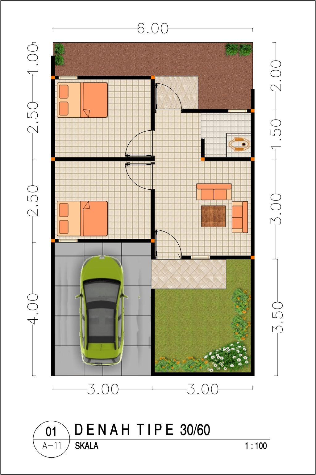 foto denah rumah tipe SUBSIDI 30/60 perumahan CENDANA RESIDENCE