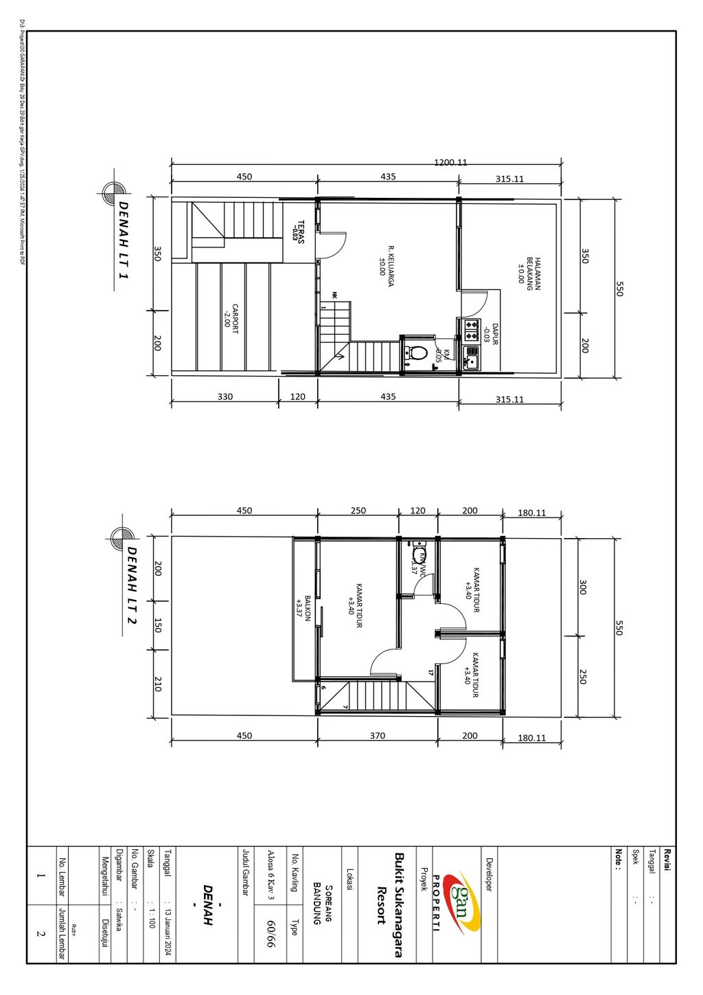 foto denah rumah tipe 60 Compact Modern HC (430) perumahan Bukit Sukanagara Resort