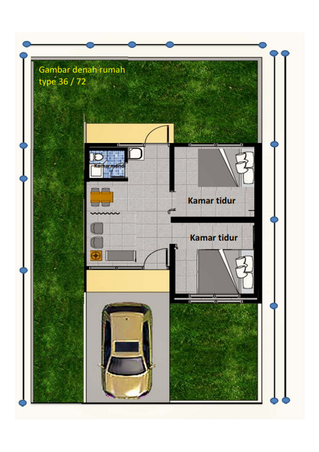 foto denah rumah tipe 36/72 perumahan permata balai gadang 7