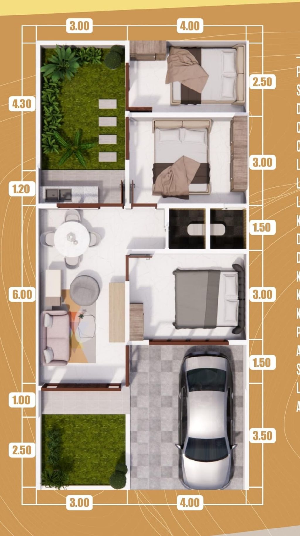 foto denah rumah tipe Ruby perumahan Yuhana Residence