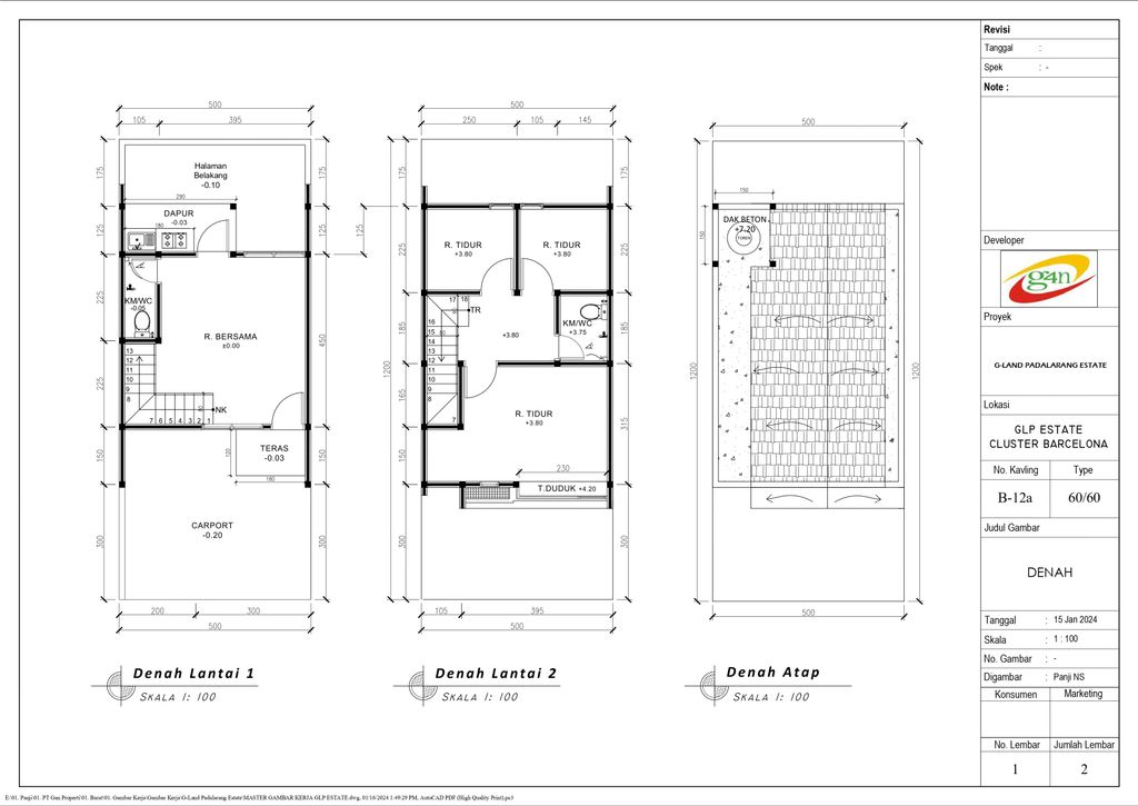 foto denah rumah tipe 60 Compact Minimalis HC (703) perumahan G-Land Padalarang Estate