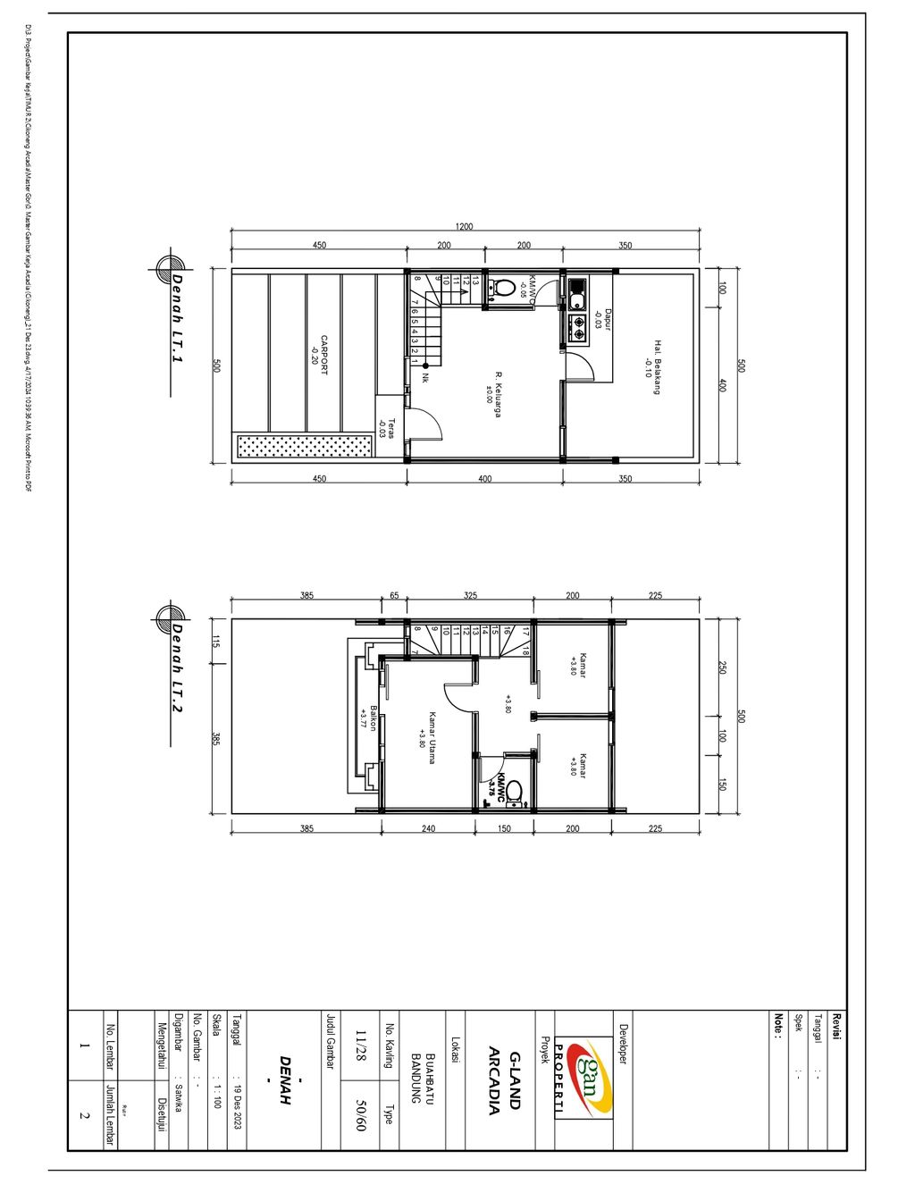 foto denah rumah tipe 50 Compact Fasad Baru 3KT Aluminium Composite + High Ceiling (611) perumahan G-Land Arcadia Buahbatu