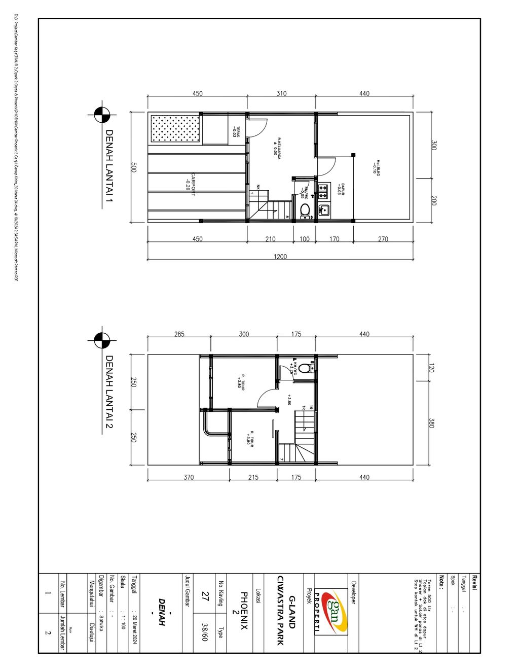 foto denah rumah tipe 38 Compact High Ceiling 2KT (505) perumahan G-Land Ciwastra Park 2
