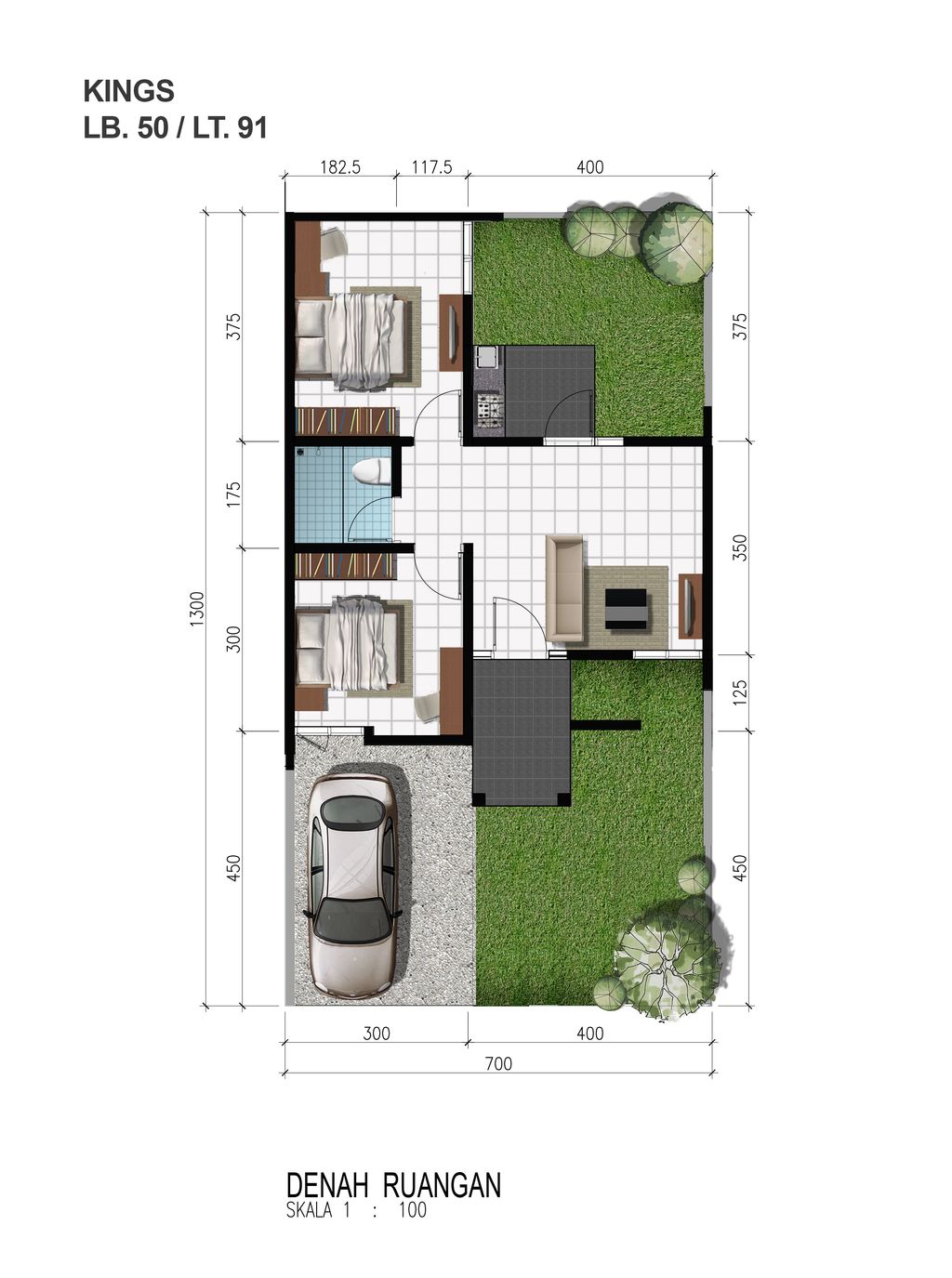 foto denah rumah tipe KINGS perumahan CITRAHARMONI