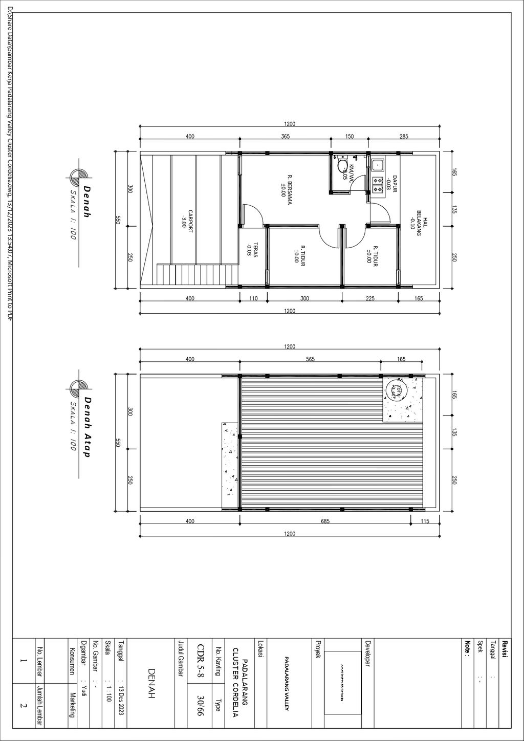 foto denah rumah tipe 30 Landed (356) perumahan G-Land Padalarang Valley