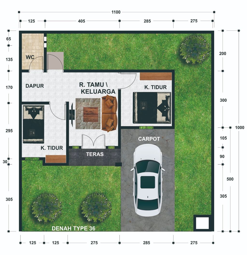 foto denah rumah tipe 36 perumahan DEVINDO RAYA RESIDENCE 5 Tahap 2