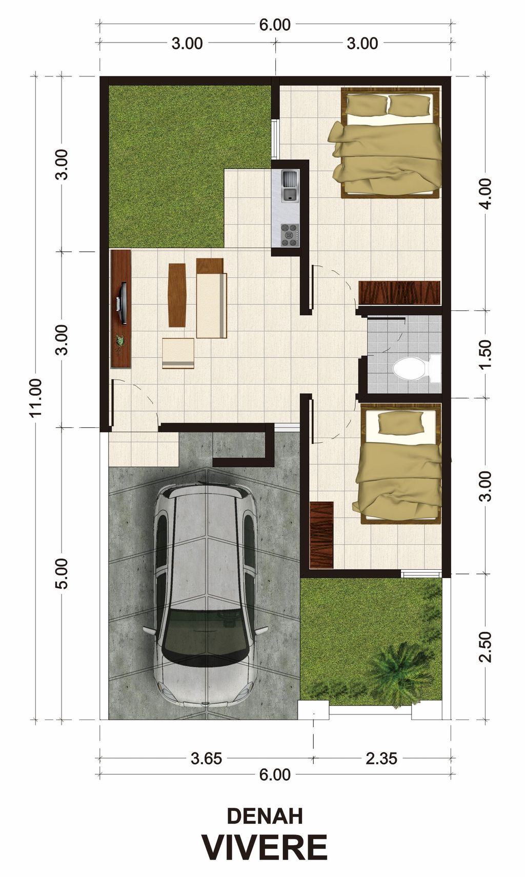 foto denah rumah tipe VIVERE perumahan RICH VILLAGE PHASE 3