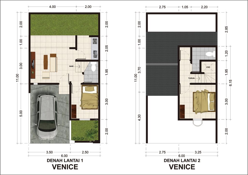 foto denah rumah tipe VENICE perumahan RICH VILLAGE PHASE 3
