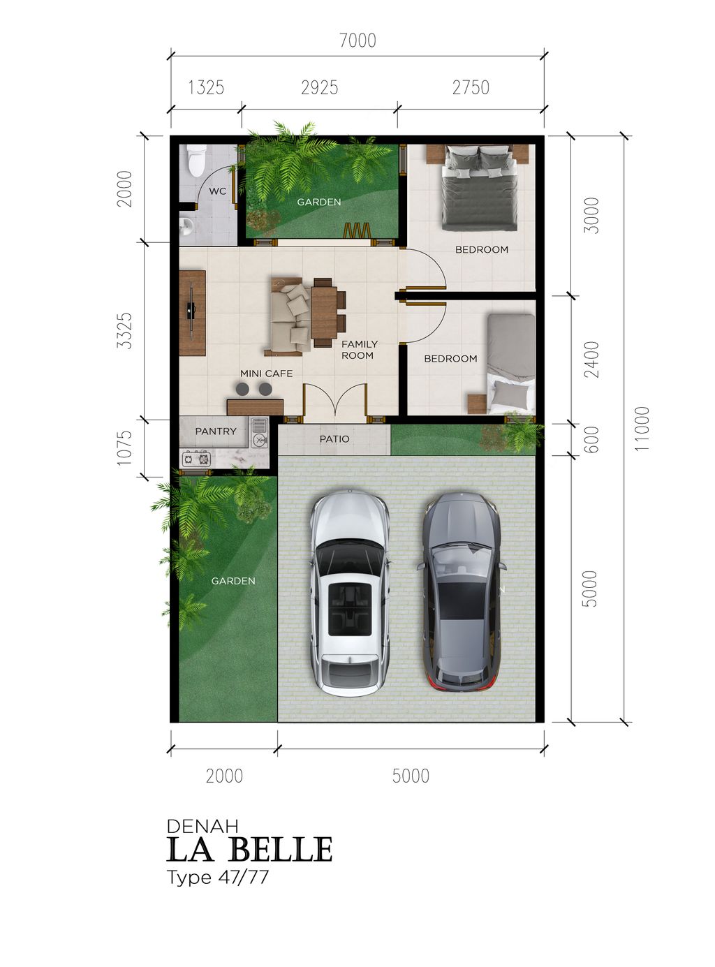 foto denah rumah tipe LA BELLE perumahan RICH VILLAGE PHASE 3