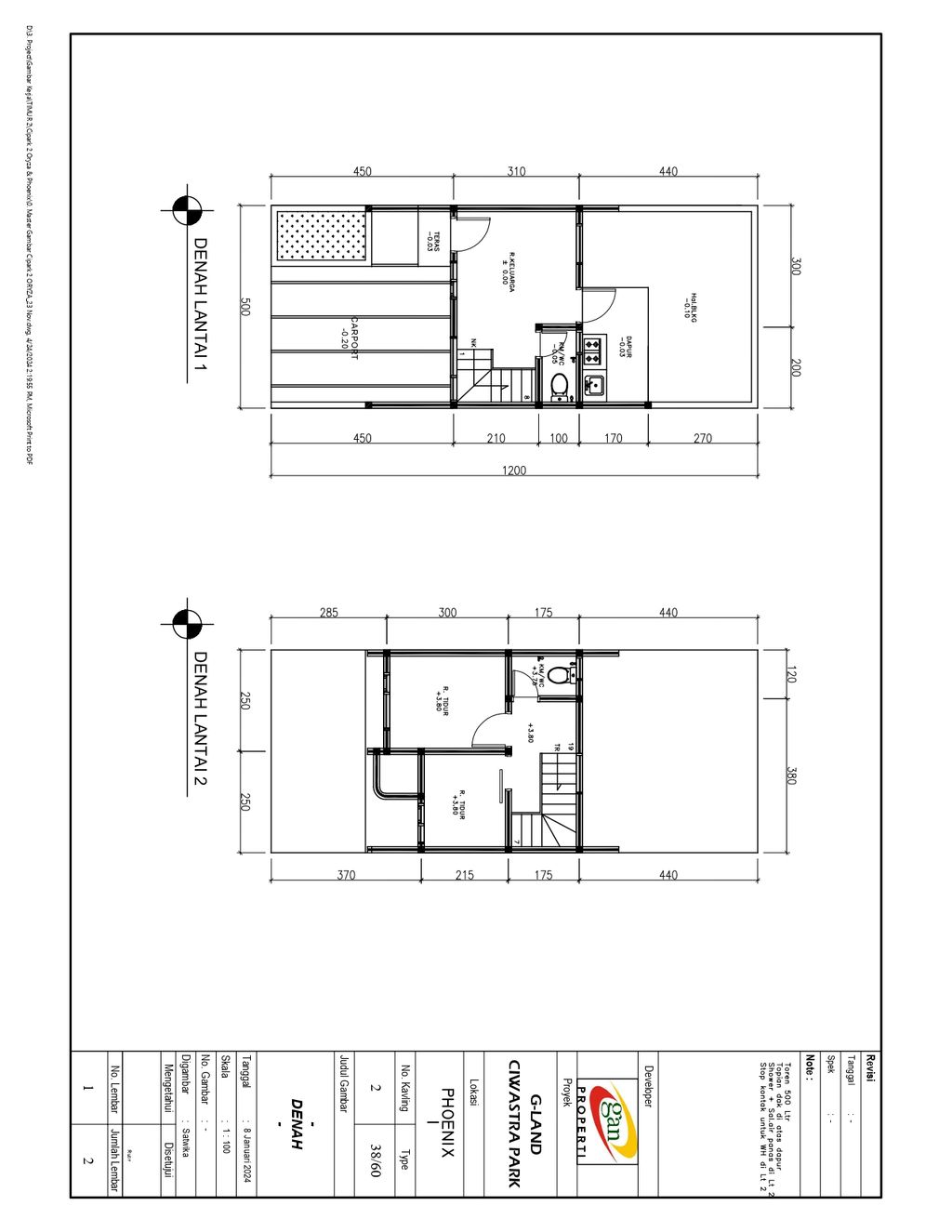 foto denah rumah tipe 38 Compact High Ceiling 2KT (472) perumahan G-Land Ciwastra Park 2