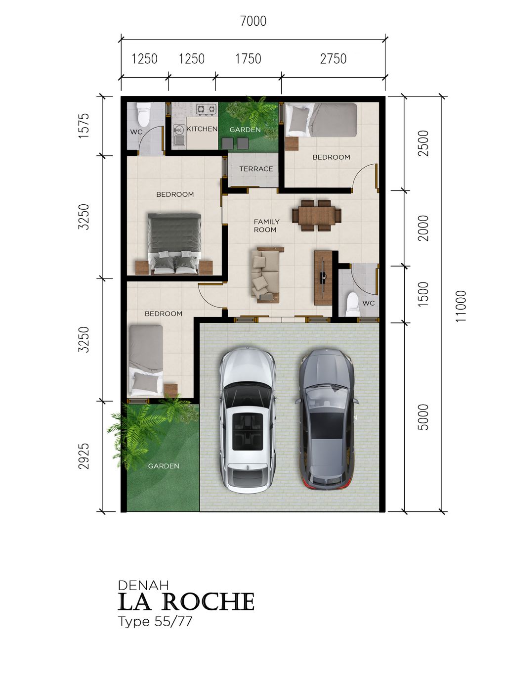 foto denah rumah tipe LA ROCHE perumahan RICH VILLAGE PHASE 3
