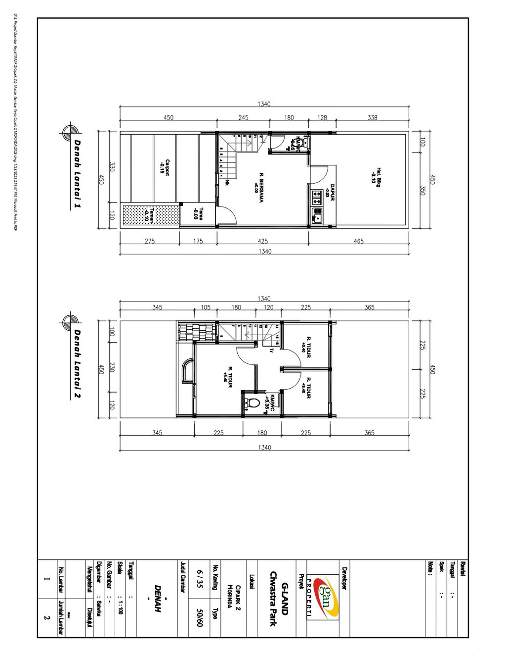 foto denah rumah tipe 50 Compact 3KT (574) perumahan G-Land Ciwastra Park 2