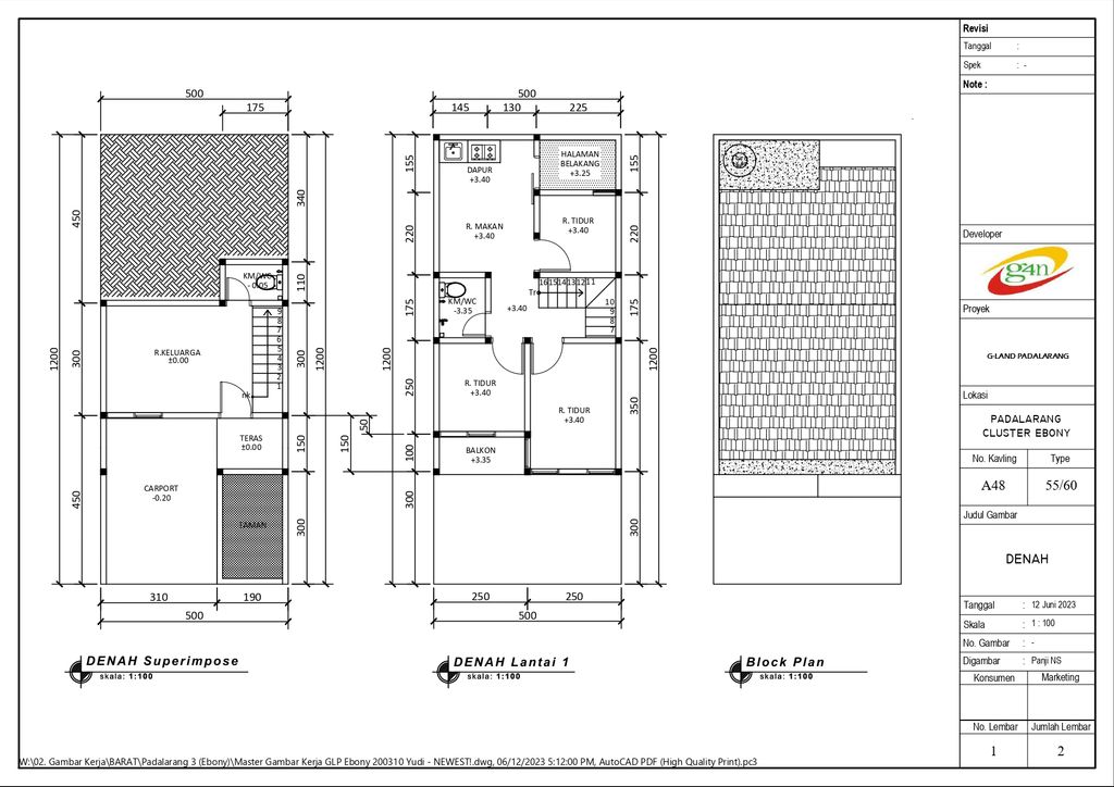 foto denah rumah tipe 55 Superimposed (507) perumahan G-Land Padalarang Residence 3