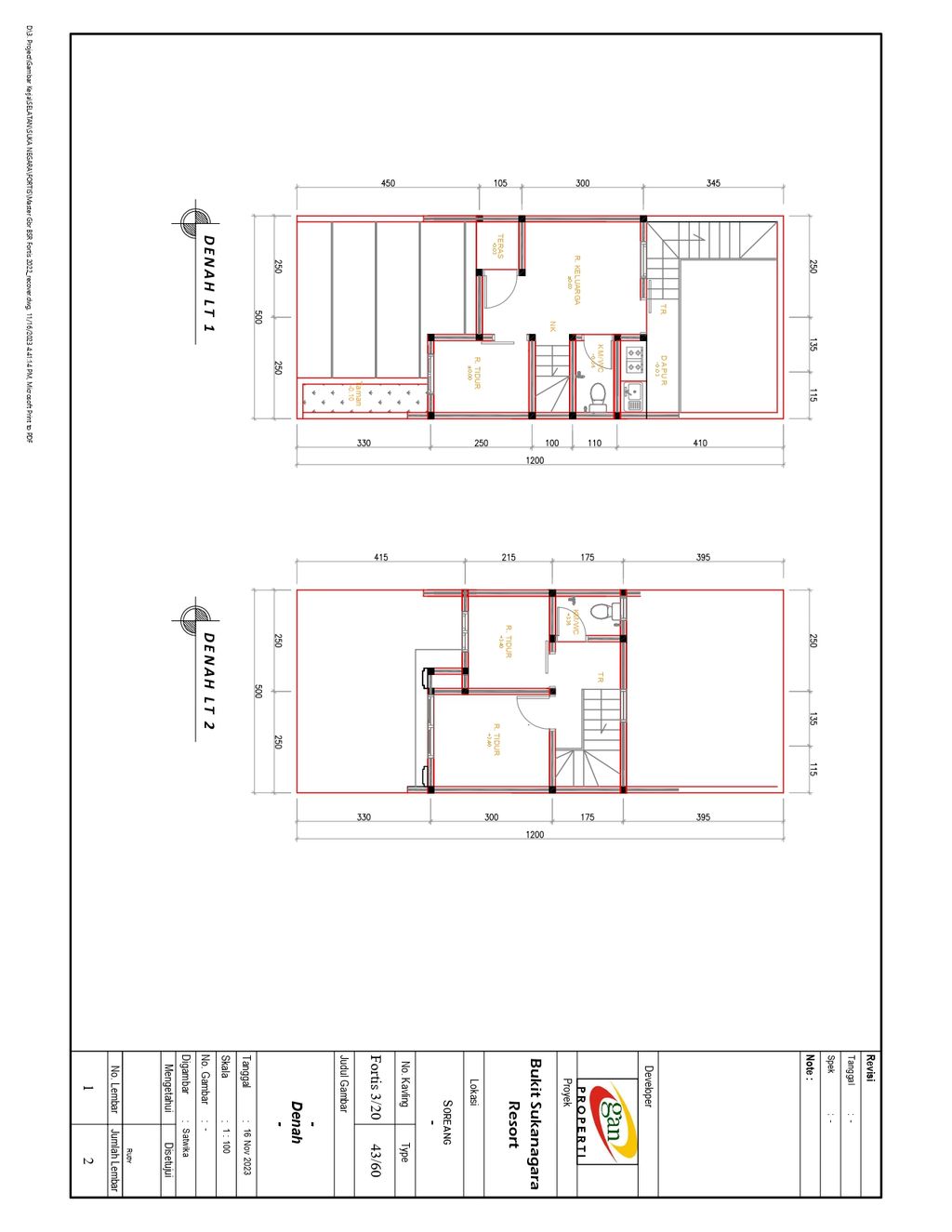 foto denah rumah tipe 43 Compact CL 3KT (353) perumahan Bukit Sukanagara Resort