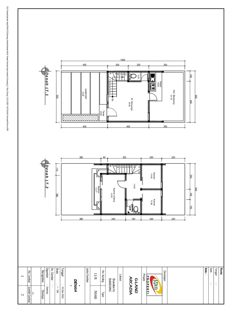 foto denah rumah tipe 50 Compact Fasad Baru 3KT Aluminium Composite + High Ceiling (593) perumahan G-Land Arcadia Buahbatu