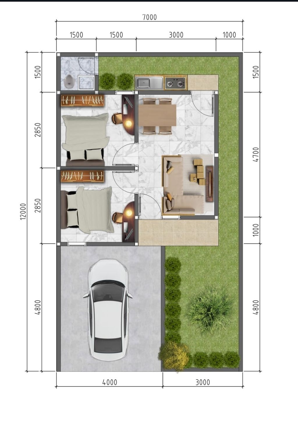 foto denah rumah tipe 36/84 perumahan Berkah Residence