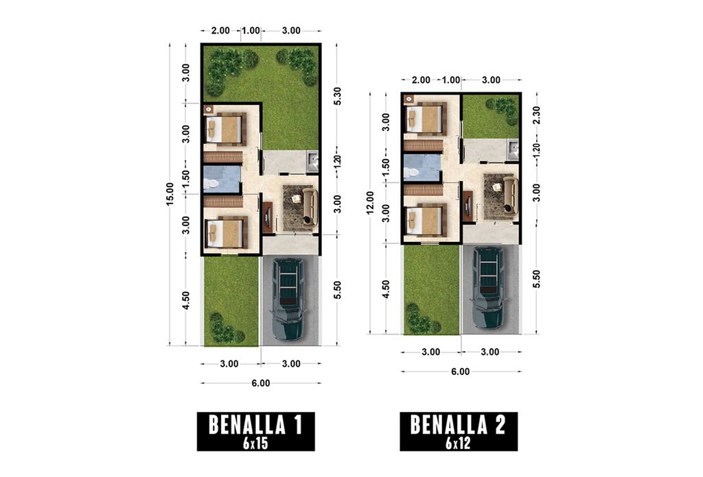 foto denah rumah tipe BENALLA 3 perumahan CitraLand Kota Deli Megapolitan Tanjung Morawa