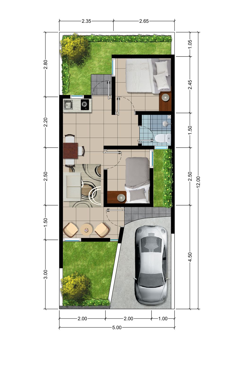 foto denah rumah tipe ANDRIA perumahan SWP RESIDENCE 2