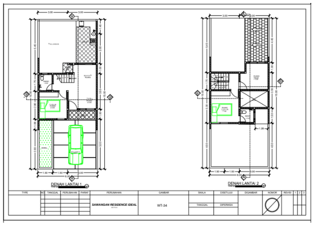 foto denah rumah tipe 45/91 (Tahun 2024) perumahan Sawangan Residence Ideal