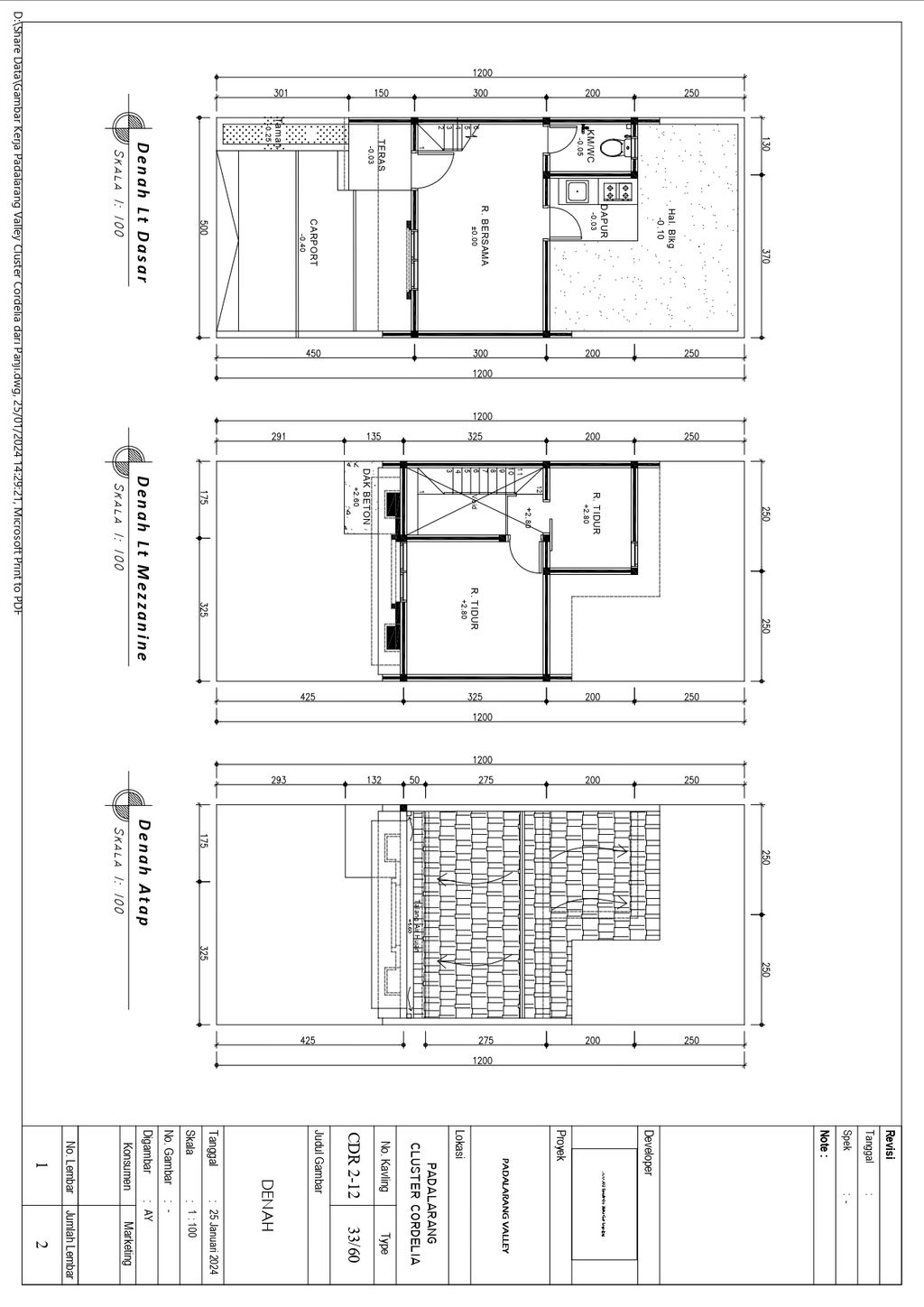 foto denah rumah tipe 33 Mezanin Classic - Charlotte (443) perumahan G-Land Padalarang Valley