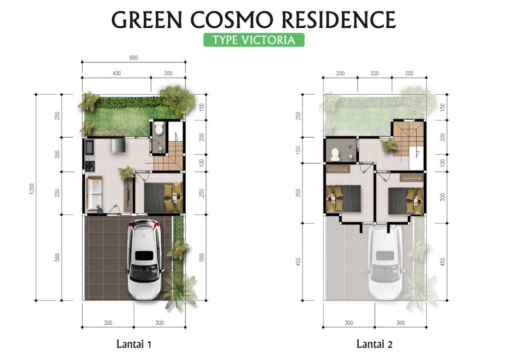 foto denah rumah tipe VICTORIA perumahan GREEN COSMO RESIDENCE