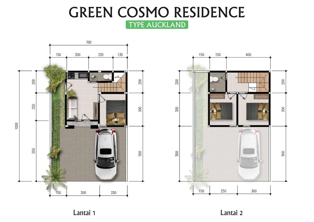 foto denah rumah tipe AUCKLAND perumahan GREEN COSMO RESIDENCE