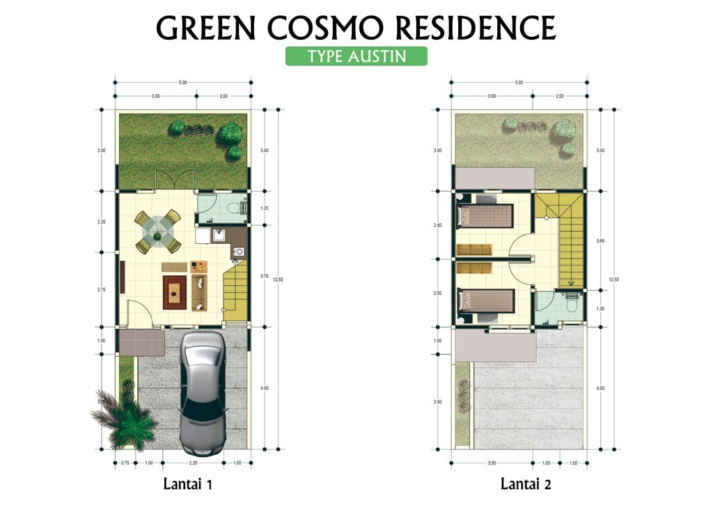 foto denah rumah tipe AUSTIN perumahan GREEN COSMO RESIDENCE