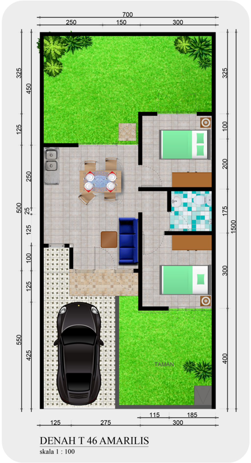foto denah rumah tipe Amarilis 2024 (std) perumahan Banjar Mukti Residence