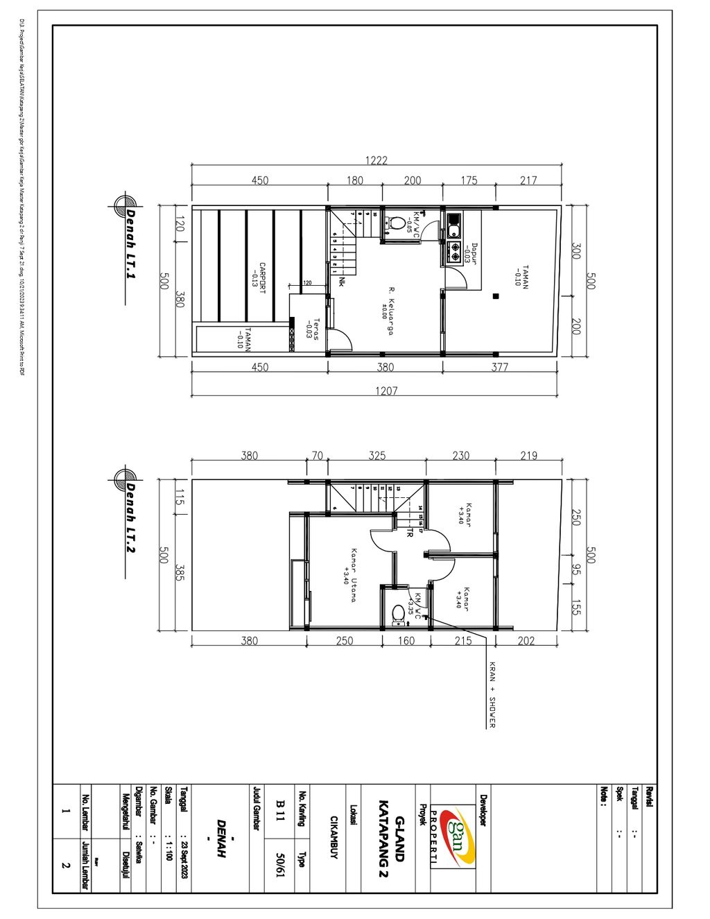 foto denah rumah tipe 50 Compact 3KT (454) perumahan G-Land Katapang Residence 2