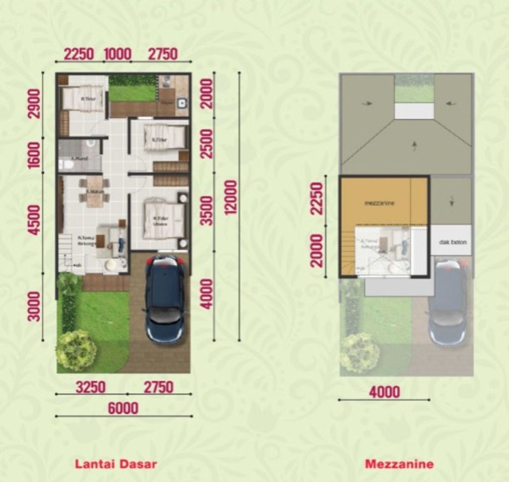 foto denah rumah tipe CANNA 10/31 perumahan PARAMOUNT PETALS TAHAP 1