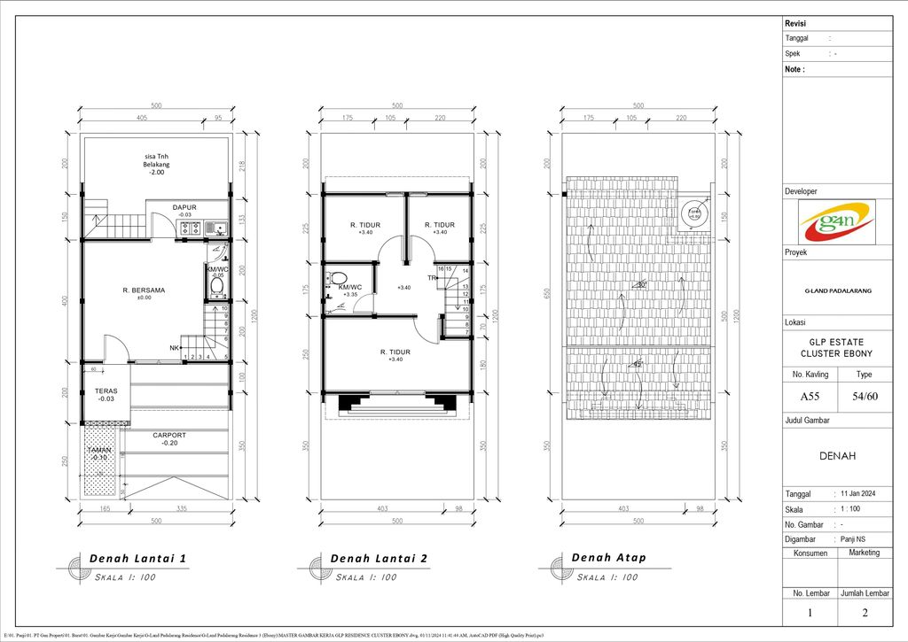 foto denah rumah tipe 54 Compact Classic CL (513) perumahan G-Land Padalarang Residence 3