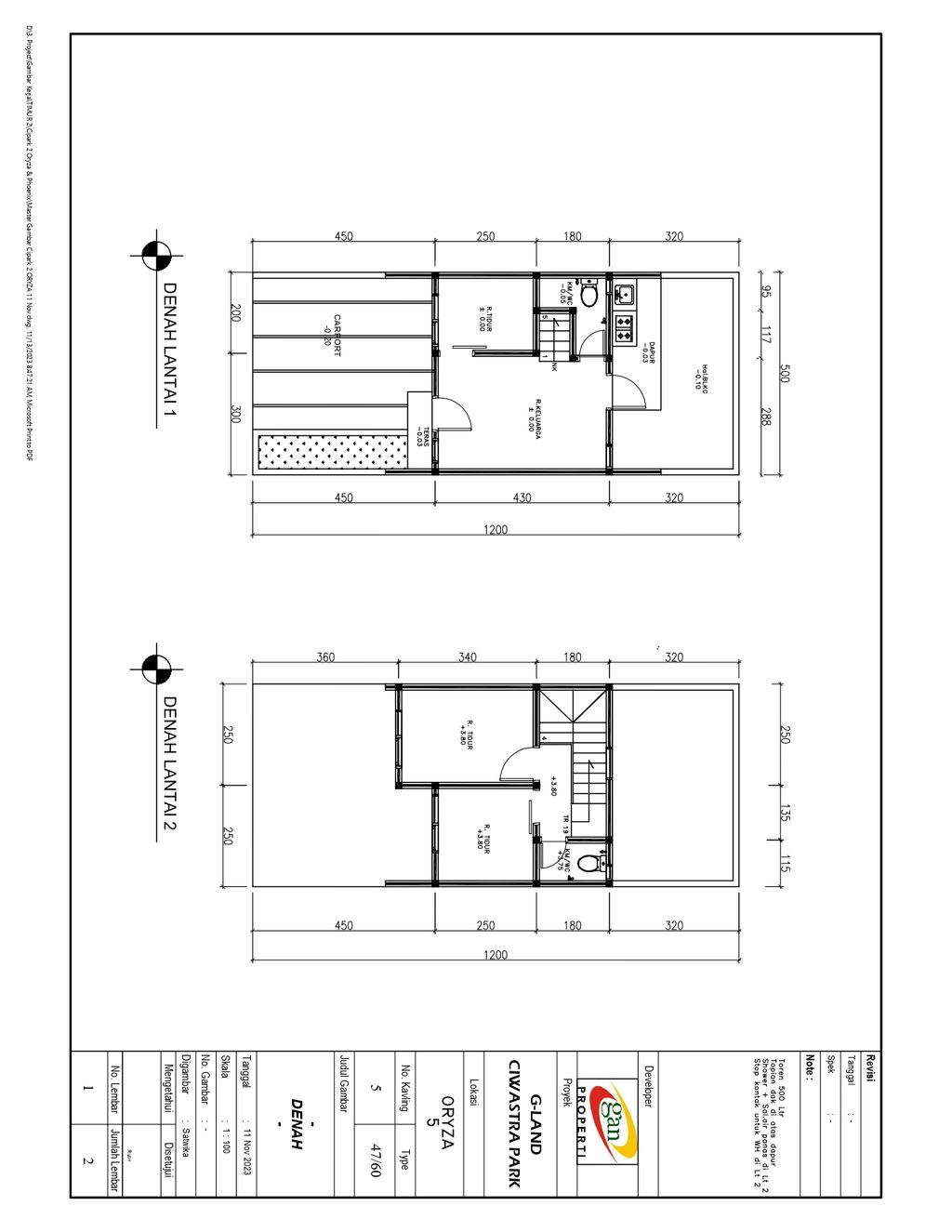 foto denah rumah tipe 47 Compact High Ceiling 3KT (518) perumahan G-Land Ciwastra Park 2