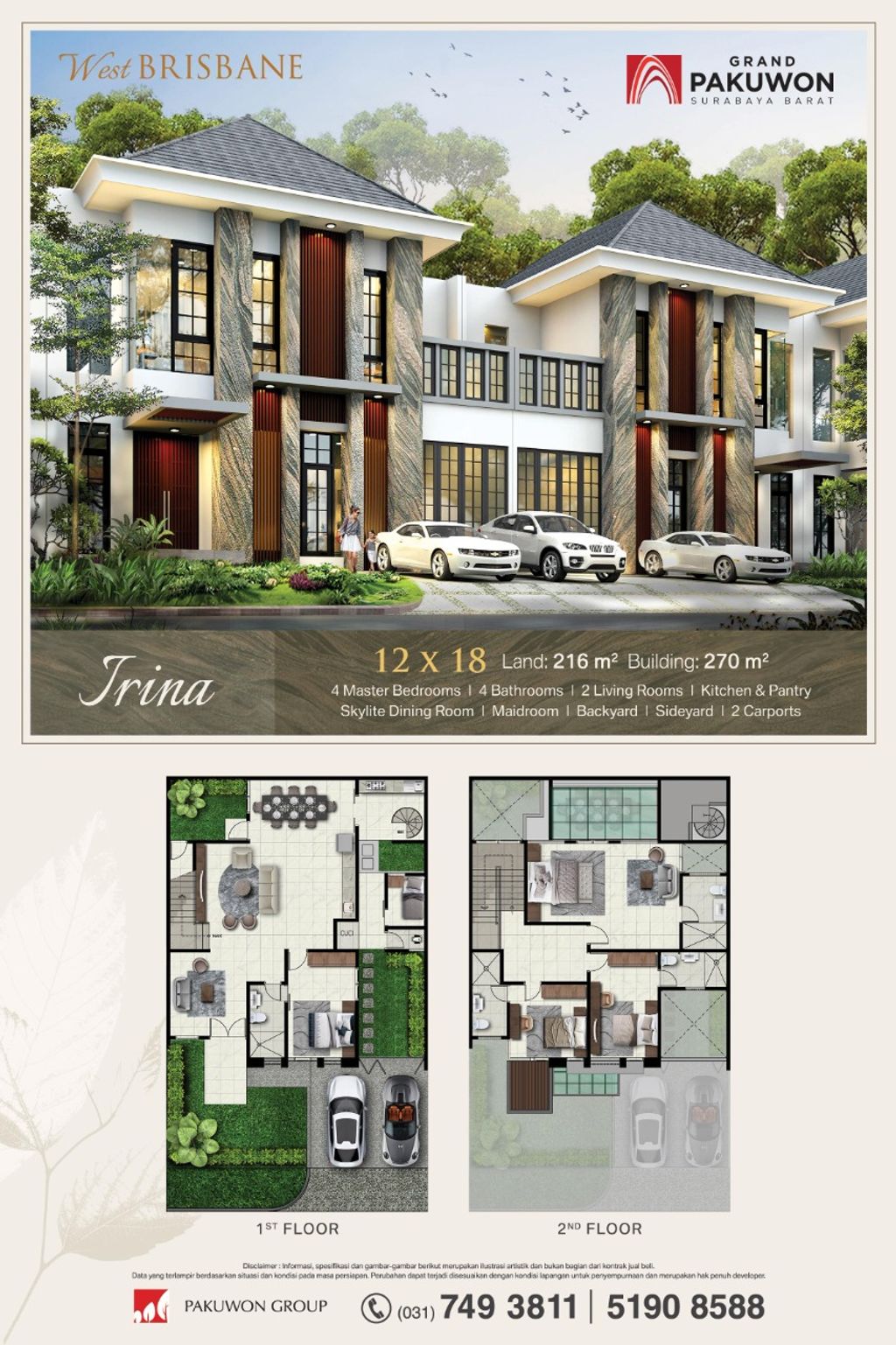 foto denah rumah tipe IRINA perumahan BRISBANE - GLADSTONE